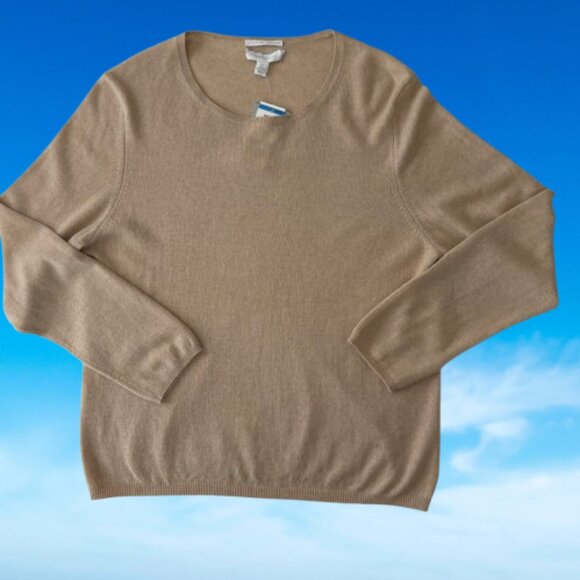 2 PLY 100% CASHMERE CREWNECK SWEATER  (NWT)–Charter Club - Beige – Women’s XL - Picture 1 of 9